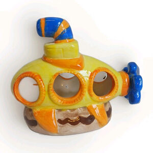 Retro Yellow Submarine Aquarium Decorative Fish Tank Beatles Fan Rock N Roll